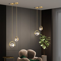 Lámpara colgante de cobre para dormitorio, estilo moderno y minimalista, diseño de diseñador, famosa en internet, para pared de fondo de TV.