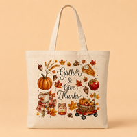 Sacs fourre-tout personnalisés en toile de coton imprimée pour Thanksgiving 2026 – Réutilisables pour cadeaux de fêtes et promotions de marque (vente en gros)