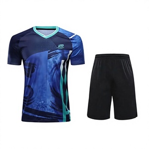 Ensemble de maillots de football sublimés bleus pour hommes, col en V, manches courtes, évacuation de l'humidité, coupe athlétique, uniformes pour adultes toutes saisons - Product Image 2