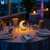 Lampe de Table Lune LED Sans Fil Rechargeable en Cristal, Lampe de Restaurant sans Cordon, Décoration Intérieure, Veilleuse Nordique Portable
