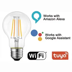 Lâmpada led que muda de cor, 5w e27, wifi, lâmpada inteligente, filamento para casa, hotel tuya