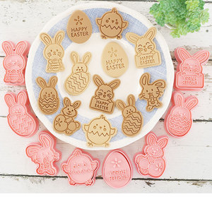 Set di stampini per <span class=keywords><strong>biscotti</strong></span> Easter 3D Cartoon uovo coniglietto stampo biscotto per cottura fondente - Product Image 1
