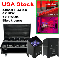 10PCS Rechargeable Smartbat DJ S6 Uplights Batterie Sans Fil DMX Fête De Mariage Dj Lumières Stage up Lumières Par Avec Cas-BLANC