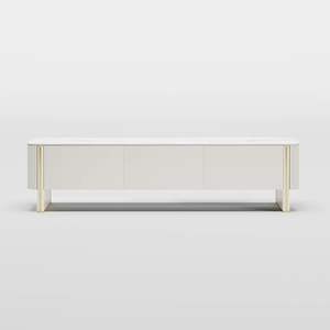 AJUNION Meuble <span class=keywords><strong>TV</strong></span> moderne Meuble <span class=keywords><strong>TV</strong></span> en bois Table console Meuble de salon Meuble <span class=keywords><strong>TV</strong></span> de table en pierre frittée beige - Product Image 6