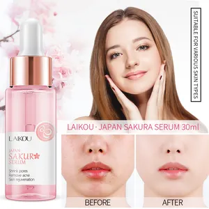 Laikou produk perawatan kulit label pribadi 30ml, serum Perawatan Wajah kulit Sakura pemutih wajah