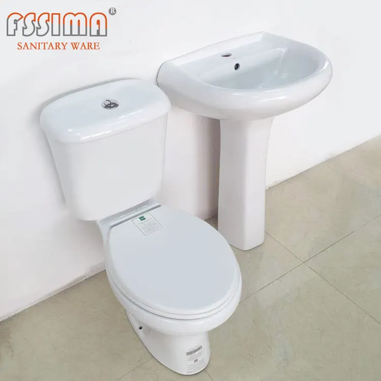 China Factory Supplier Günstige Badezimmer Keramik Sanitär keramik zweiteilige Wasser zeichen WC-Set Nigeria Mini-Set