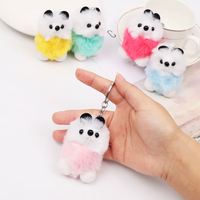 Promotion petit ours en peluche animal porte-clés jouets jolie fille en peluche moelleux Pom pom fourrure raton laveur pompons fourrure porte-clés pendentif à breloque