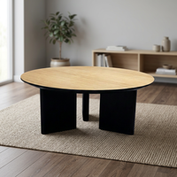 Table basse ronde moderne en bois, table d'appoint en bois massif, durable et facile à nettoyer, ensemble de meubles de salon