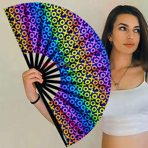 Éventail à main en tissu de bambou réfléchissant UV, impression personnalisée, grande fête, <span class=keywords><strong>Freaky</strong></span> Rave, éventail de danse pliable - Product Image 6