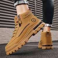 Nouvelles baskets montantes durables pour hommes, pointures 39-46, collection automne, à lacets, style décontracté et tendance, semelle épaisse, tige en PU, couleur unie, style maille.