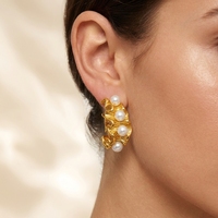 JUSNOVA Boucles d'oreilles géométriques en forme de coquillage plaqué or 18 carats, étoile de mer en acier inoxydable, bijoux en zircon, accessoires de mode de plage, vente en gros