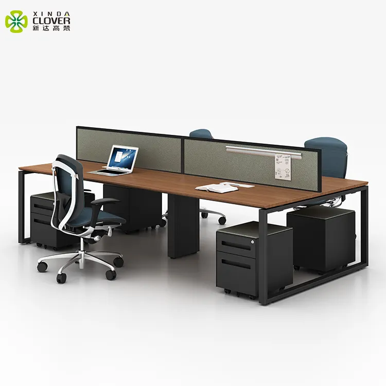 4 chỗ ngồi văn phòng bảng hiện đại băng ghế dự bị phong cách máy trạm kim loại văn phòng bàn đồ nội thất