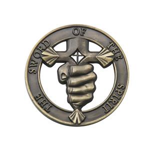 Pièce de collection religieuse de haute qualité Jésus-Christ, motif épée et psalmes spirituels, en étain plaqué, cadeau de collection en métal - Product Image 3