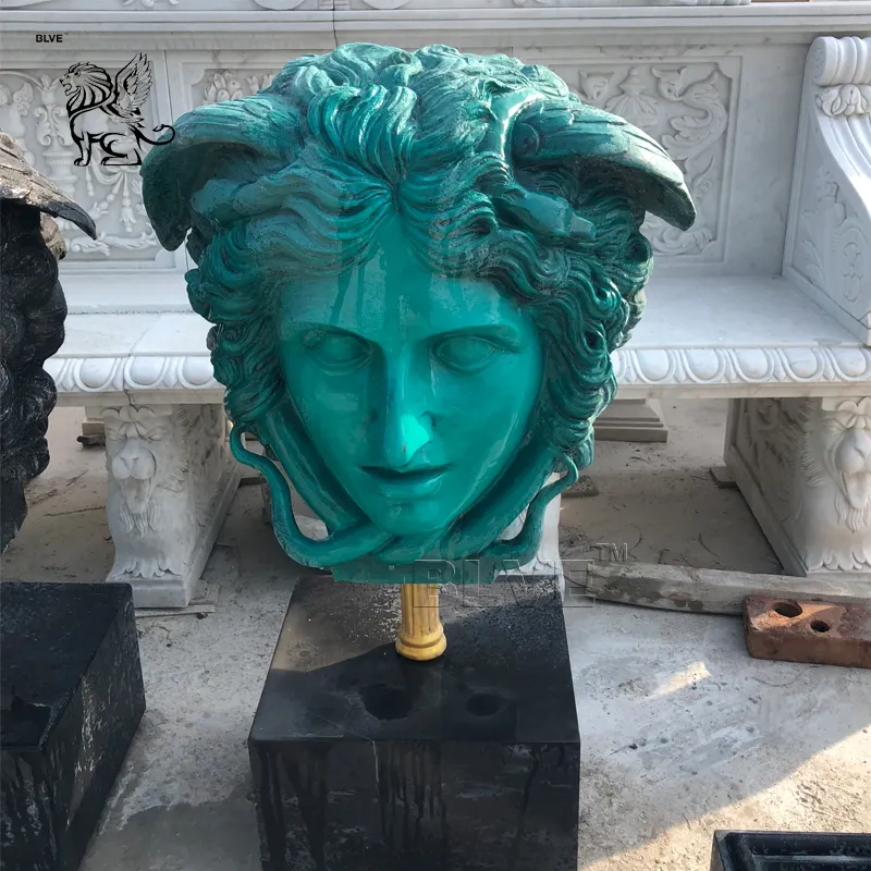 Personalizada decoración al aire libre cobre artesanía mitología griega figura escultura Gorgon monstruo bronce busto cabeza estatua