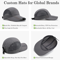 Casquette de course à pied unie pour homme, séchage rapide, pliable, protection solaire, avec maille latérale, pour l'été