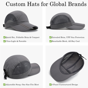 Casquette <span class=keywords><strong>de</strong></span> course à pied unie pour homme, séchage rapide, pliable, protection solaire, avec maille latérale, pour l'été - Product Image 3