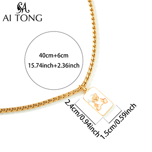 Collana alla Moda con Ciondolo Orsetto Stampato, Placcata in Oro 18K, Acciaio Inossidabile con Smalto, Regalo Ideale per Migliori Amici - Product Image 6