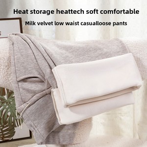 Automne hiver maternité jambe large doublé polaire vêtements d'extérieur décontractés <span class=keywords><strong>pantalon</strong></span> de riz gluant taille croisée Protection cordon chaud - Product Image 5