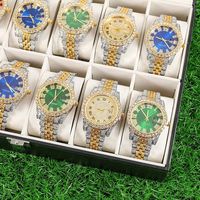 Montre de Luxe en Acier Inoxydable Or, Diamant pour Homme, Femme, Montre-Bracelet à Quartz