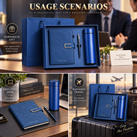 A5 Hochwertiges Notizbuch-Geschenkset mit Personalisiertem Cover & Innenseiten, Kugelschreiber, Thermosflasche & USB-Stick als Geschäftsgeschenke