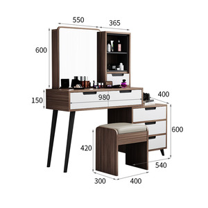 Tocador Nórdico Personalizable de MDF con Luz LED Integrada, Cajonera y Comodino para Dormitorio - Product Image 5