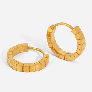 Hoop Earrings Geometric Stainless Steel Gold Tone Everyday Wear Women's Jewelry - Product Image 1