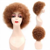 Perruque Afro Courte Bouclée et Volumineuse pour Femmes Africaines, Cheveux Noirs Naturels, Synthétique Faite à la Machine en Fibre Haute Température