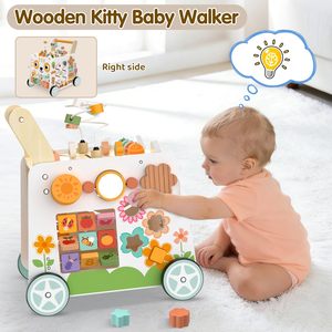 ศูนย์กิจกรรมมอนเตสซอรี่ รถหัดเดินแบบ DIY ล้อใหญ่ รถเข็นเด็กไม้ รถหัดเดินพร้อม<span class=keywords><strong>โต๊ะ</strong></span>เกม 3 in 1 - Product Image 2