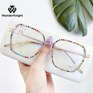 2025 mới nhất Vòng chống ánh sáng màu xanh sang trọng kim cương kính bán buôn nhà sản xuất phụ nữ Kính mắt Frames - Product Image 1