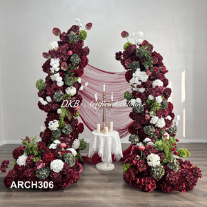 Wedding Rose Horn Flower Arch Backdrop Wedding Arch Flower Arrangement <b>Artificial</b> Silk Flower Arch Decoration - Product Image 3