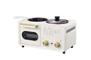 3 In1 Ontbijtset Broodrooster Oven, Kookpot En Koekenpan, Ontbijtmaker Oven Elektrisch 3 In 1 Mini Elektrische Oven - Product Image 6