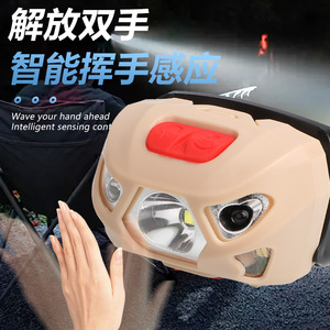 USB Rechargeable Sensor Headlamp Red Light Outdoor Night Running Cycling Fishing Bait Light Portable High Brightness Warning - Product Image 4