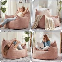 Fauteuil pouf rectangulaire géant en velours côtelé au design artistique, avec accoudoirs, garnissage inclus, durable, ergonomique, lavable, pour adultes et adolescents