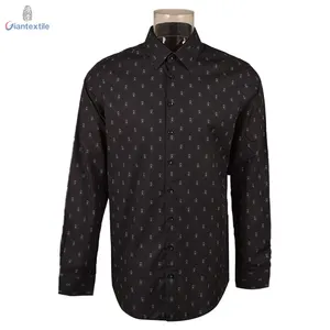 Factory Good Sealed Men's Shirt NAVY 100% Cotton Long Sleeve Geometry Print Cool Shirt For Men