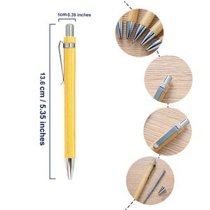 Stylo bille en bois de bambou naturel écologique à prix abordable avec support, personnalisable avec logo - Product Image 3