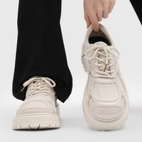 Bottes pour hommes en camel à col rabattable, bottes à plateforme à lacets, chaussures confortables antidérapantes pour un usage quotidien et en extérieur