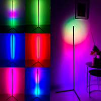 Lampadaire moderne décoratif en métal télécommandé avec application intelligente Lampadaire d'angle LED avec trépied RVB