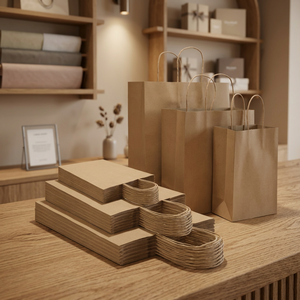Bolsas de Compra de Papel Kraft Reciclables y Ecológicas con Asas para Envasado de Alimentos, Comida para Llevar y Uso en Fiestas - Product Image 1