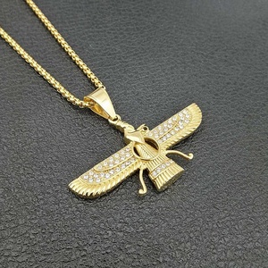 18K Or Cristal Incrusté Moyen-Orient Perse Zoroastrism <span class=keywords><strong>Zoroastrisme</strong></span> Amulette Collier Bijoux - Product Image 4