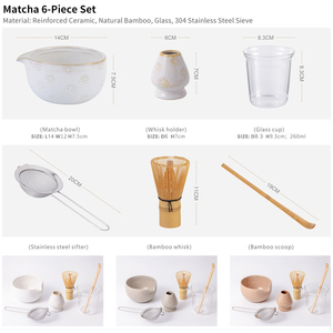 Ensemble de matcha en céramique de style japonais, 6 pièces, bol sculpté vintage, repose-fouet, tasse en verre, kit de cérémonie du thé - Product Image 5
