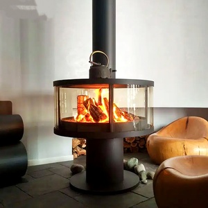 Estufa de Leña Redonda de Gran Capacidad, sin Humo, para Calefacción Interior, <span class=keywords><strong>Chimenea</strong></span> para Casa de Huéspedes o Villa - Product Image 5