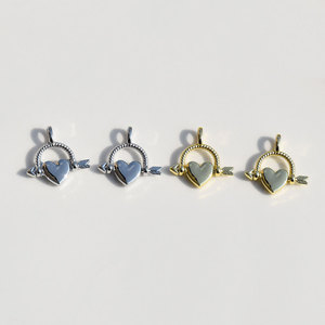 Pendentif en forme de cœur avec flèche en alliage plaqué pour la fabrication de colliers GJ337 - Product Image 3