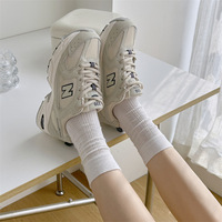 Chaussettes blanches pour femmes, fines, mi-mollet, sans couture, en maille ajourée, respirantes, en pur coton, couleur unie, décontractées, pour le quotidien