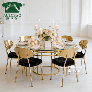 Banquet Hall Round Stainless Steel Glass <b>Mirror</b> Top Dining <b>Table</b> with Modern Design for Wedding Hotel & Outdoor Use - Product Image 5