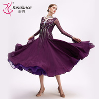 B-24159 violet Satin en mousseline de soie salle de bal robe de danse de haute qualité nouveau strass Standard Performance porter longue salle de bal