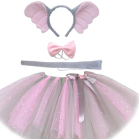 Jupe tutu imprimée animaux pour enfants, jupe en maille à thème jungle pour cosplay, tenue de fête de carnaval, kit avec bandeau oreilles et queue, vente en gros