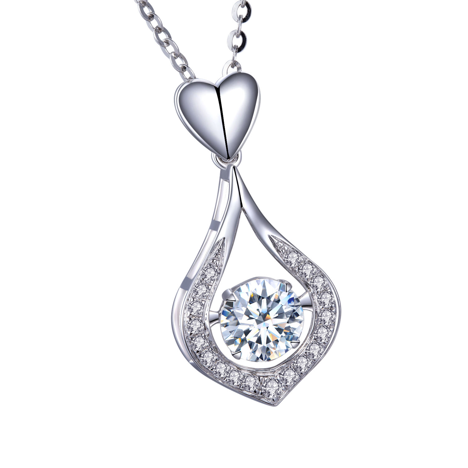 จี้มอยซาไนต์ทองคำขาว 18k