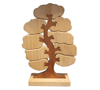 Natürliches Holz-Familienstammbaum-Puzzle mit 9 Blättern, Kinderzimmer-Dekoration, Holz-Familienpuzzle, Muttertagsgeschenk