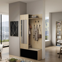 Vente en gros Design à la mode Minimaliste Design moderne Armoire à chaussures multifonctionnelle Armoire d'entrée avec miroir et cintres