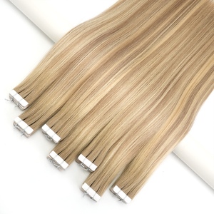 Extensions de cheveux invisibles à bandes adhésives, cheveux humains européens <span class=keywords><strong>Remy</strong></span> de qualité salon, super double drawn, trame simple, <span class=keywords><strong>sans</strong></span> perte, adhésif longue durée - Product Image 2